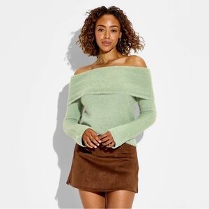 NWT Wild Fable Sage Green Off-Shoulder Sweater